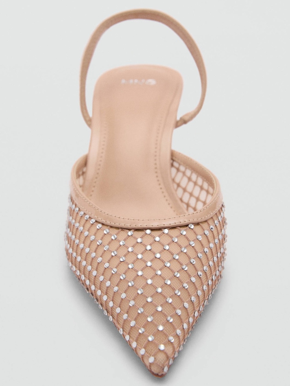 MANGO Heeled Mesh Slingback Kitten Heels Shoes Nude EU 37 US 6.5 NWT - Picture 4 of 9